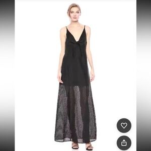 BCBGgeneration Sz 4 babydoll knotted waffle transparent Maxi slip checkered bow